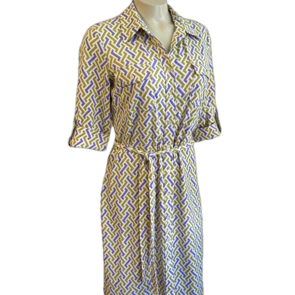 J. Mclaughlin Catalina cloth nylon blend roll tab sleeve shirt dress SMALL